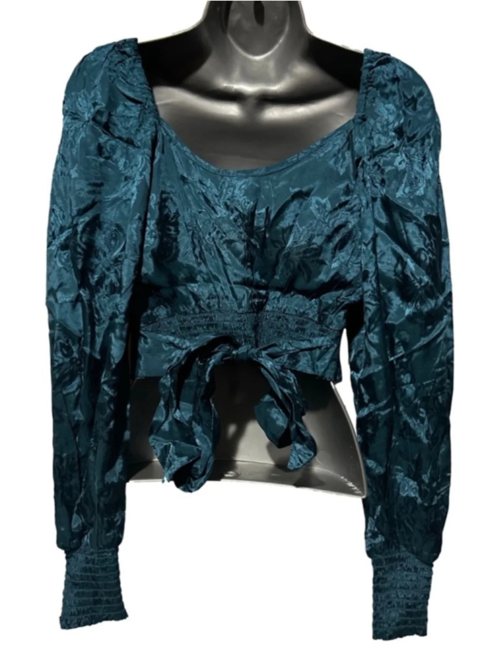 NWT Band of the Free Camille Crossover Crop Top Deep Teal XS - Picture 5 of 9